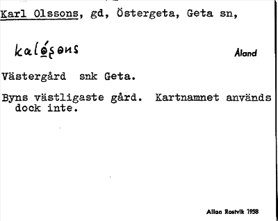 Bild på arkivkortet för arkivposten Karl-Olssons