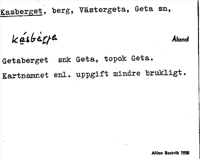 Bild på arkivkortet för arkivposten Kasberget