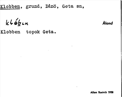 Bild på arkivkortet för arkivposten Klobben