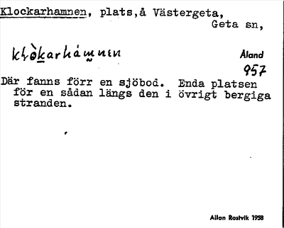 Bild på arkivkortet för arkivposten Klockarhamnen
