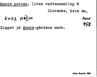 Bild på arkivkortet för arkivposten Knuts potten