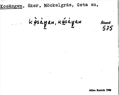 Bild på arkivkortet för arkivposten Kosängen
