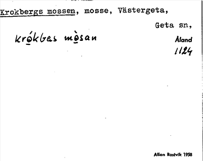 Bild på arkivkortet för arkivposten Krokbergs mossen