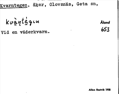 Bild på arkivkortet för arkivposten Kvarntegen