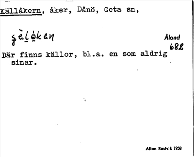 Bild på arkivkortet för arkivposten Källåkern
