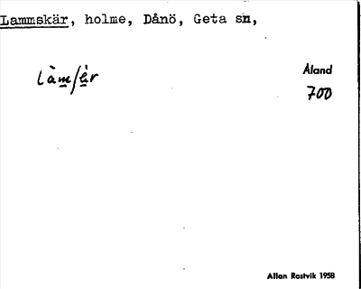Bild på arkivkortet för arkivposten Lammskär
