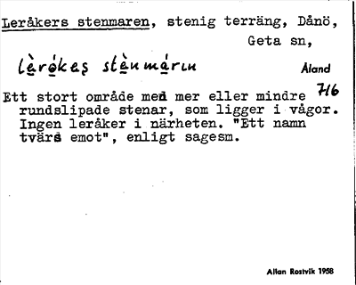 Bild på arkivkortet för arkivposten Leråkers stenmaren