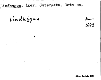 Bild på arkivkortet för arkivposten Lindhagen