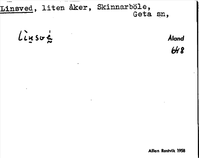 Bild på arkivkortet för arkivposten Linsved