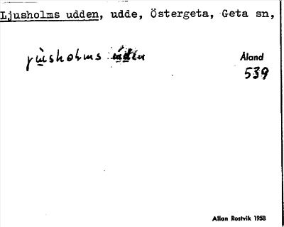 Bild på arkivkortet för arkivposten Ljusholms udden