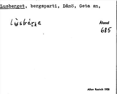 Bild på arkivkortet för arkivposten Lusberget