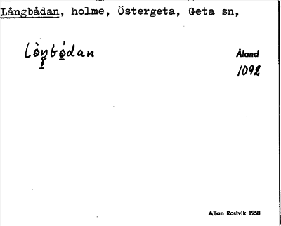 Bild på arkivkortet för arkivposten Långbådan
