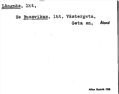 Bild på arkivkortet för arkivposten Långnäs, se Bussvikas