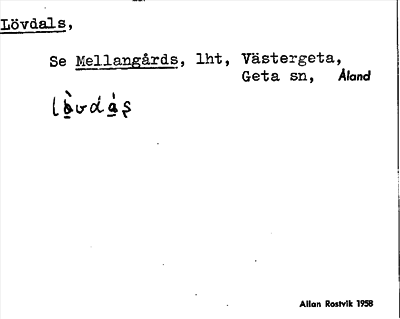Bild på arkivkortet för arkivposten Lövdals