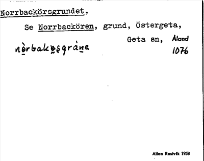 Bild på arkivkortet för arkivposten Norbackörsgrundet, Se Norrbackören