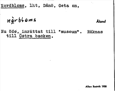Bild på arkivkortet för arkivposten Nordbloms