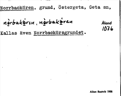 Bild på arkivkortet för arkivposten Norrbackören