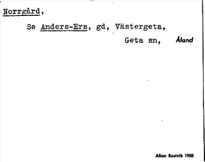 Bild på arkivkortet för arkivposten Norrgård, se Anders-Ers