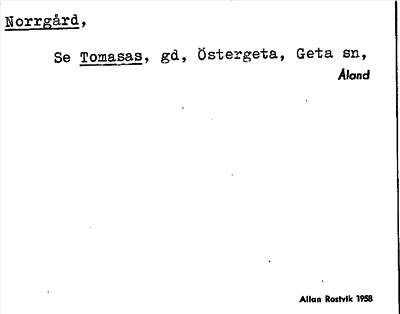 Bild på arkivkortet för arkivposten Norrgård, se Tomasas