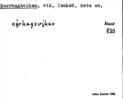 Bild på arkivkortet för arkivposten Norrhagsviken