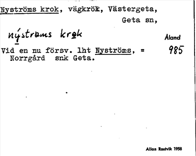 Bild på arkivkortet för arkivposten Nyströms krok
