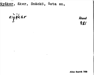 Bild på arkivkortet för arkivposten Nyåker
