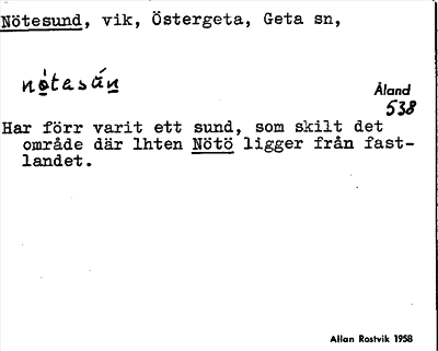 Bild på arkivkortet för arkivposten Nötesund