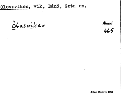Bild på arkivkortet för arkivposten Olovsviken