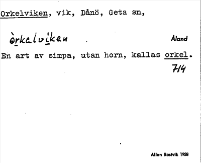 Bild på arkivkortet för arkivposten Orkelviken