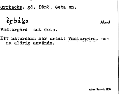 Bild på arkivkortet för arkivposten Orrbacka