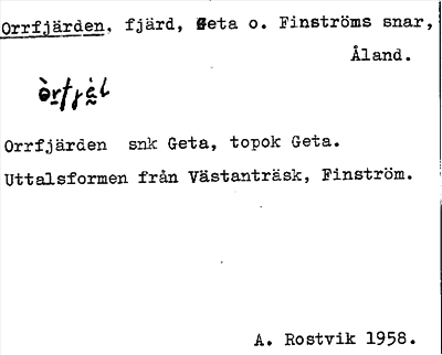 Bild på arkivkortet för arkivposten Orrfjärden
