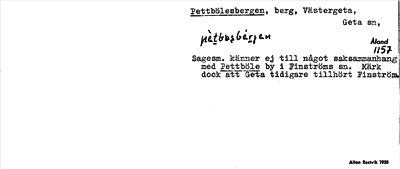 Bild på arkivkortet för arkivposten Pettbölesbergen