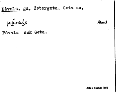 Bild på arkivkortet för arkivposten Påvals