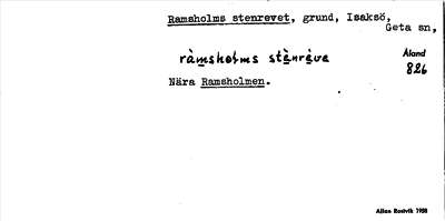 Bild på arkivkortet för arkivposten Ramsholms stenrevet