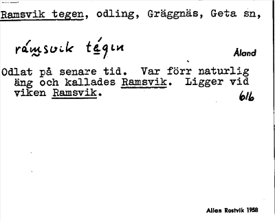 Bild på arkivkortet för arkivposten Ramsvik tegen