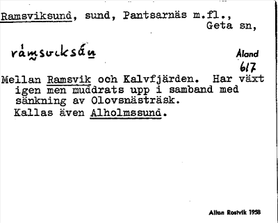 Bild på arkivkortet för arkivposten Ramsviksund