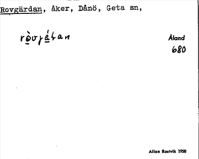 Bild på arkivkortet för arkivposten Rovgärdan