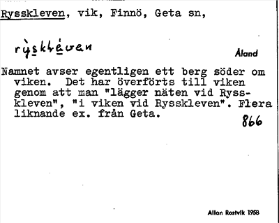 Bild på arkivkortet för arkivposten Rysskleven