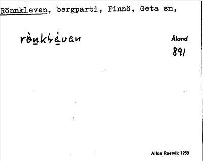 Bild på arkivkortet för arkivposten Rönnkleven