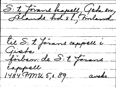 Bild på arkivkortet för arkivposten Sankt Jörans kapell