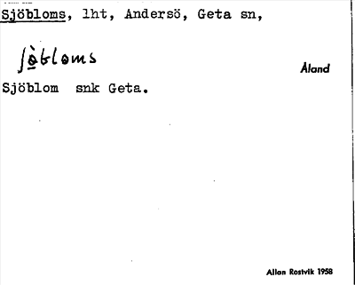 Bild på arkivkortet för arkivposten Sjöbloms