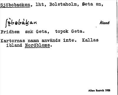 Bild på arkivkortet för arkivposten Sjöbobacken