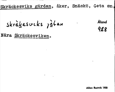 Bild på arkivkortet för arkivposten Skräckesviks gärdan
