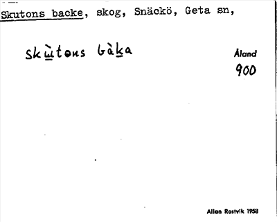 Bild på arkivkortet för arkivposten Skutons backe