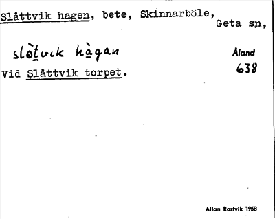 Bild på arkivkortet för arkivposten Slåttvik hagen