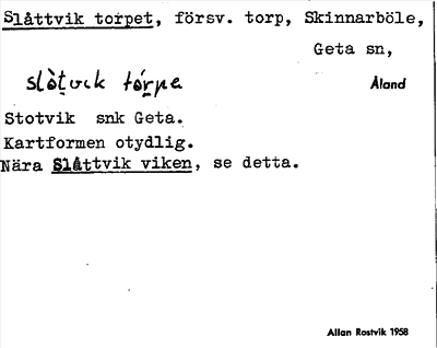 Bild på arkivkortet för arkivposten Slåttvik torpet