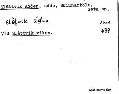 Bild på arkivkortet för arkivposten Slåttvik udden