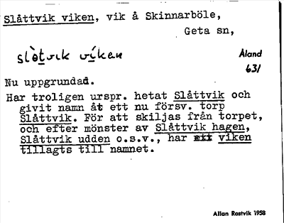 Bild på arkivkortet för arkivposten Slåttvik viken