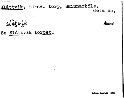 Bild på arkivkortet för arkivposten Slåttvik