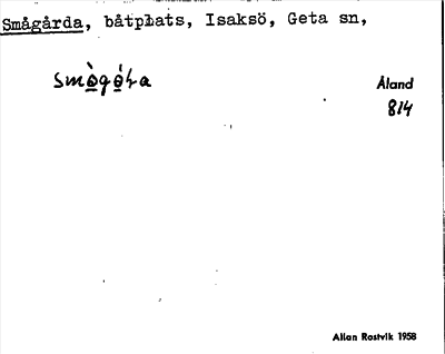 Bild på arkivkortet för arkivposten Smågårda